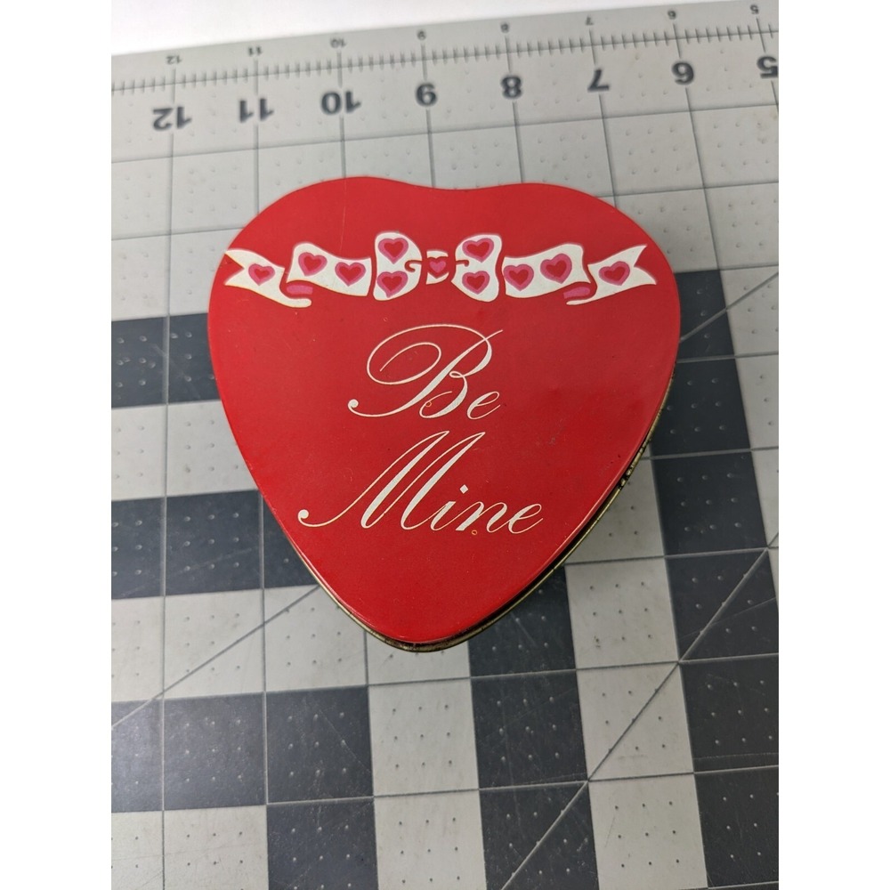Be‎ Mine Valentines Tin Metal Storage Heart Container OTC 4 Inch